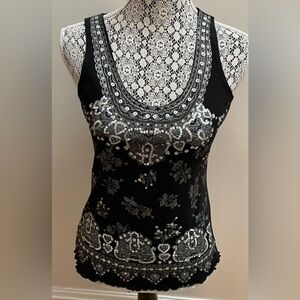 Black and Silver Embellished Tank Top size Small